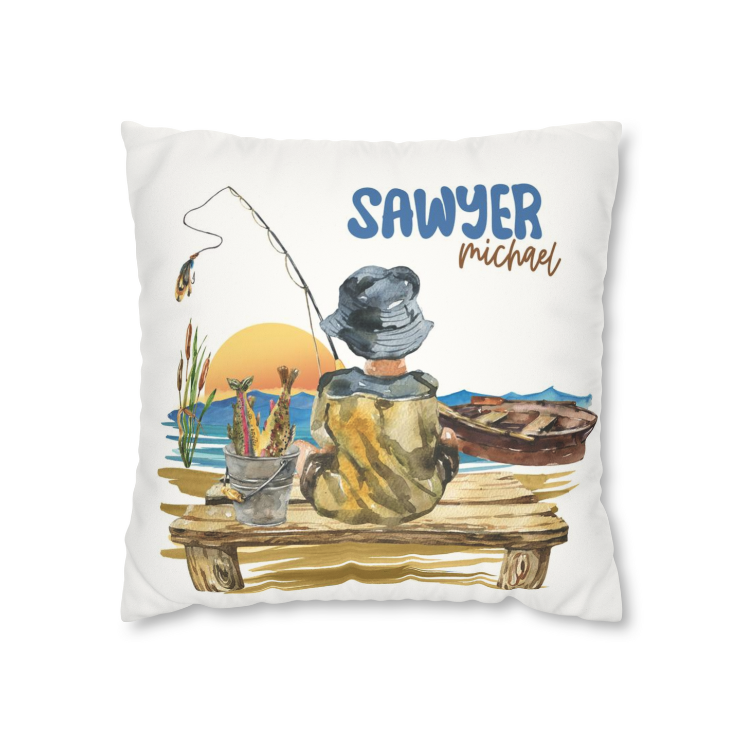 Fishing Personalized Pillow, Gone Fishing Nursery Decor - Sweet Fisherman