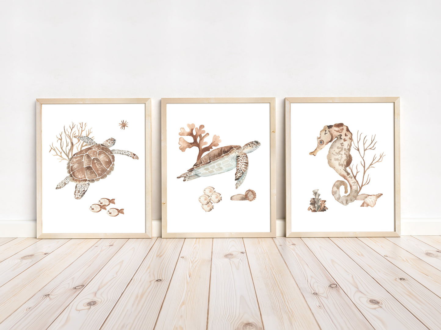 Turtle Wall Art, Under the sea Nursery Prints, Set of 3 DIGITAL DOWNLOAD - Deep Ocean
