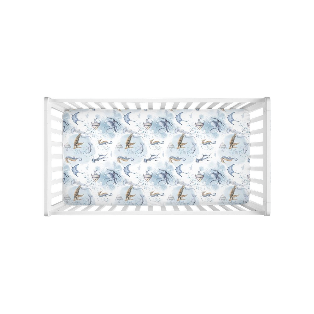 Under the sea crib sheet, Ocean animals nursery bedding - Ocean Mystery