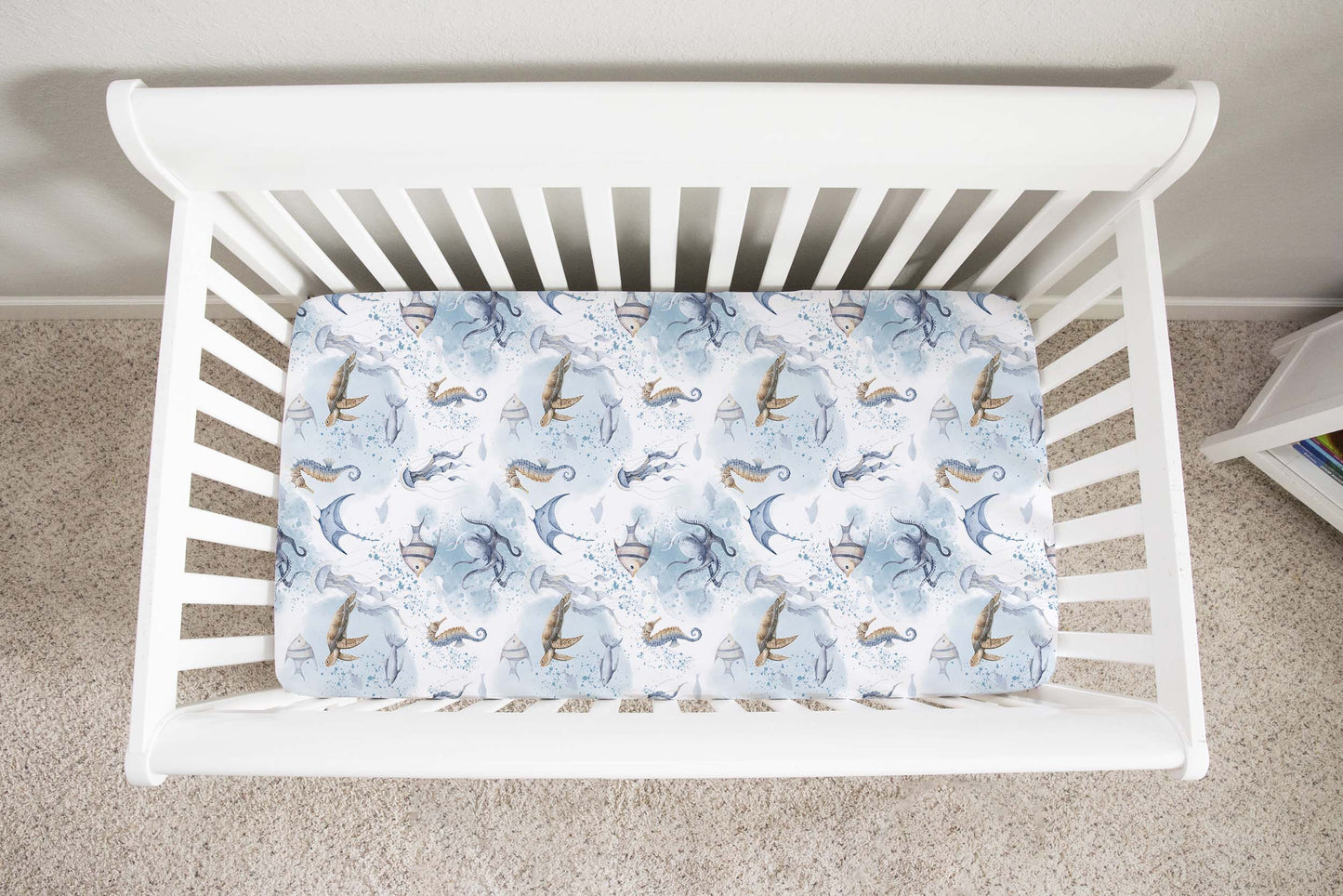 Under the sea crib sheet, Ocean animals nursery bedding - Ocean Mystery