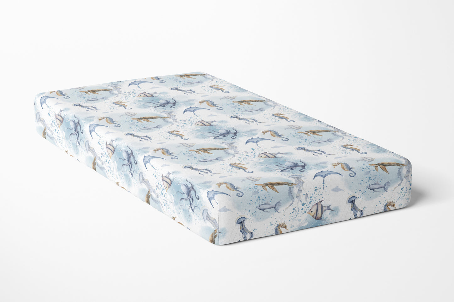 Under the sea crib sheet, Ocean animals nursery bedding - Ocean Mystery