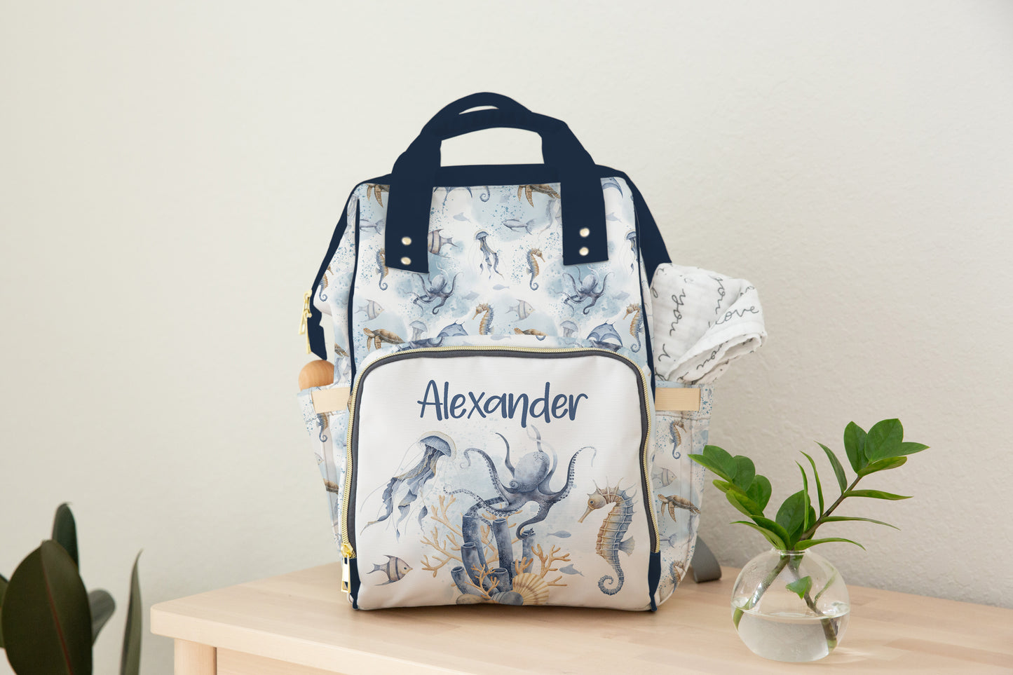 Personalized Under the sea diaper bag | Ocean animals baby backpack - Ocean Mystery