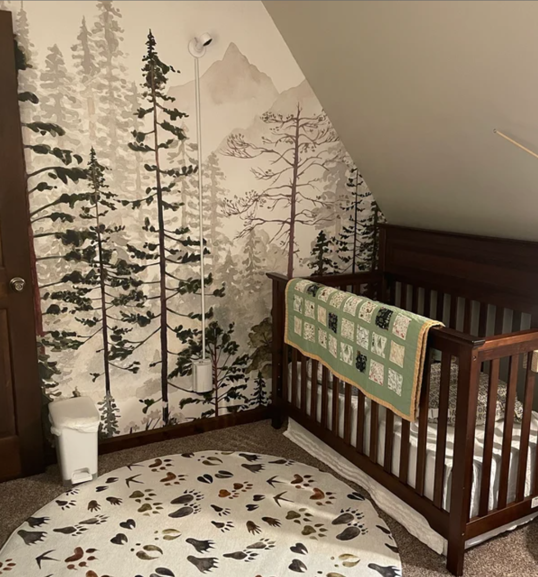 Animal tracks Rug, Woodland nursery decor - Footprints in the forest