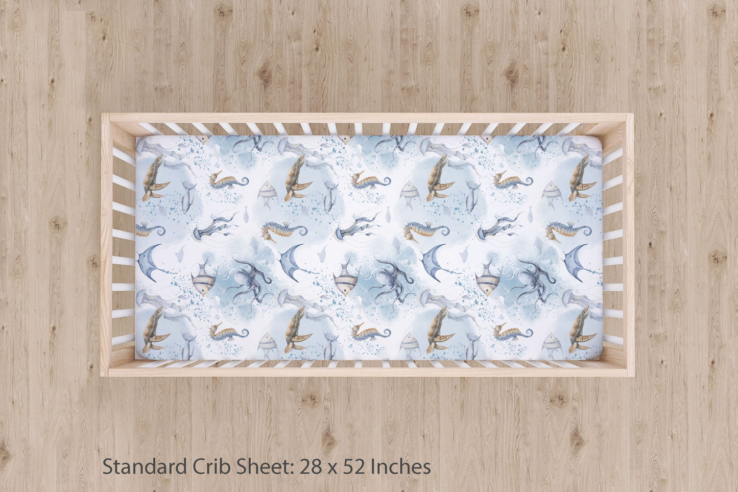 Under the sea crib sheet, Ocean animals nursery bedding - Ocean Mystery