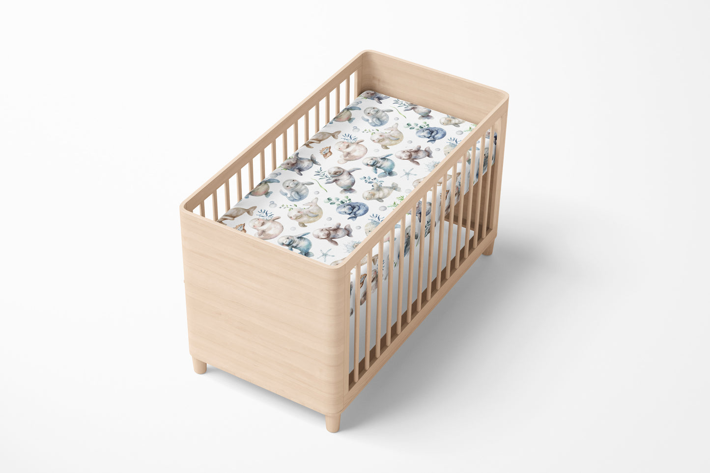 Baby Manatees Crib Sheet, Ocean Nursery Bedding - Manatee World