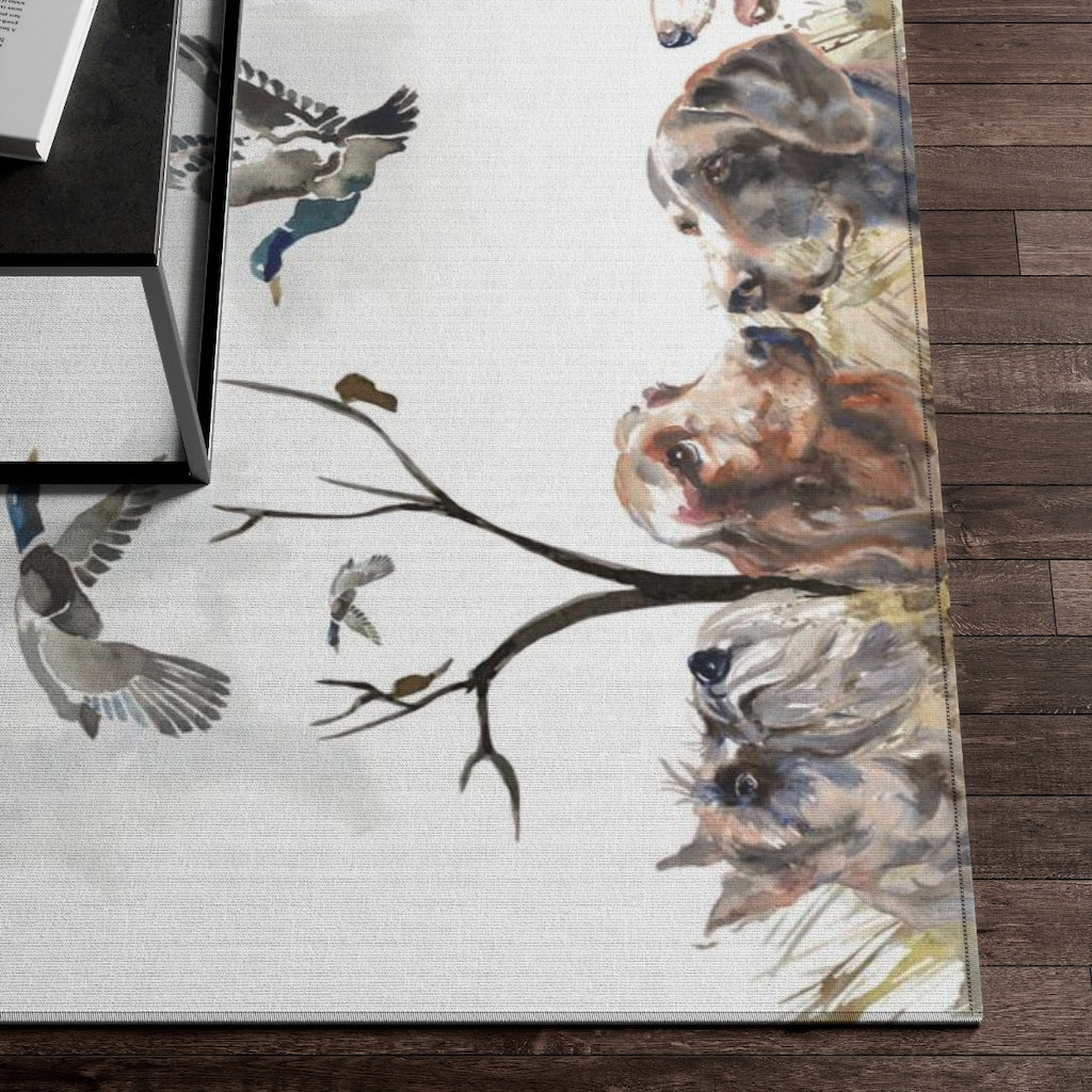 Hunting nursery rug, Anti-Slip backing, Ducks and dogs Hunting rug - Hunter