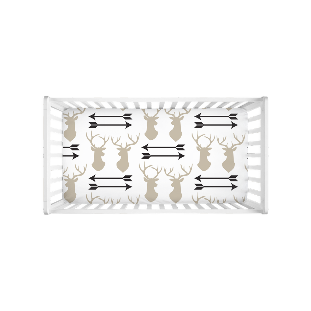 Deer Arrows Crib Sheets, Rustic Baby Bedding