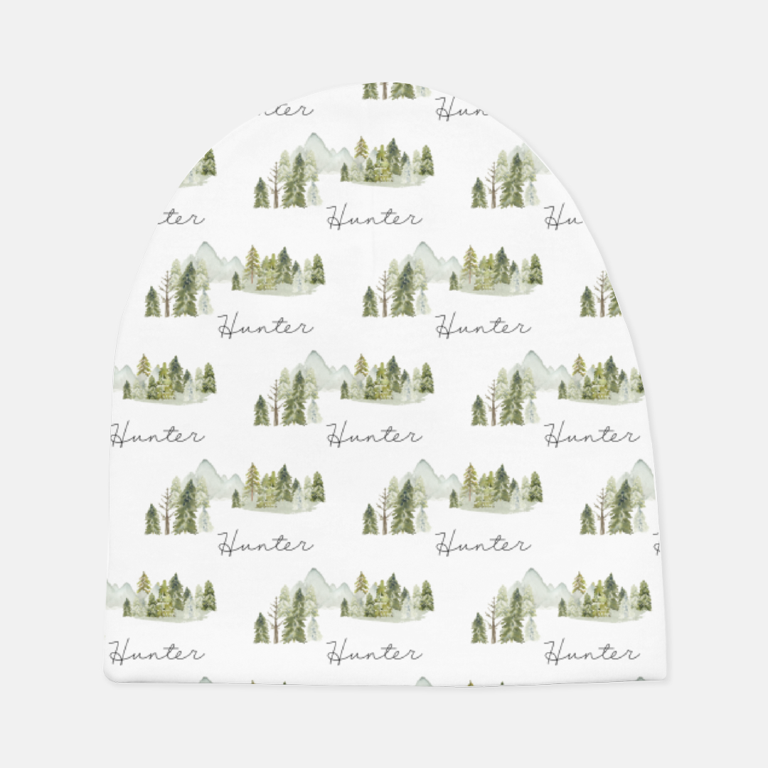 Forest Swaddle and Hat Set, Mountains Hospital Baby Boy Blanket - Wild Green