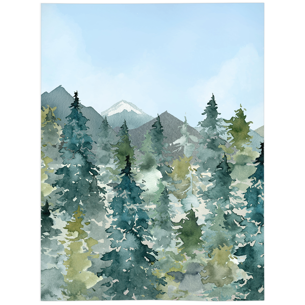 Blue Sky Forest Minky Blanket, Woodland Nursery Bedding - Majestic Forest