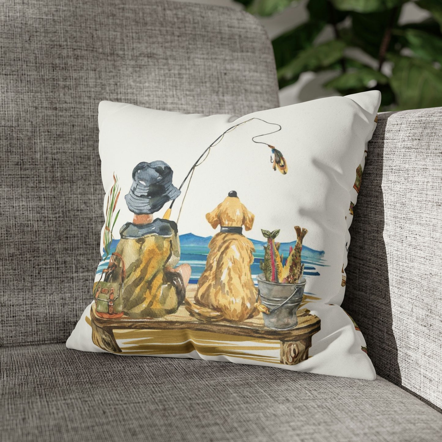 Fishing pillow cover, Fishing nursery decor - Sweet Fisherman