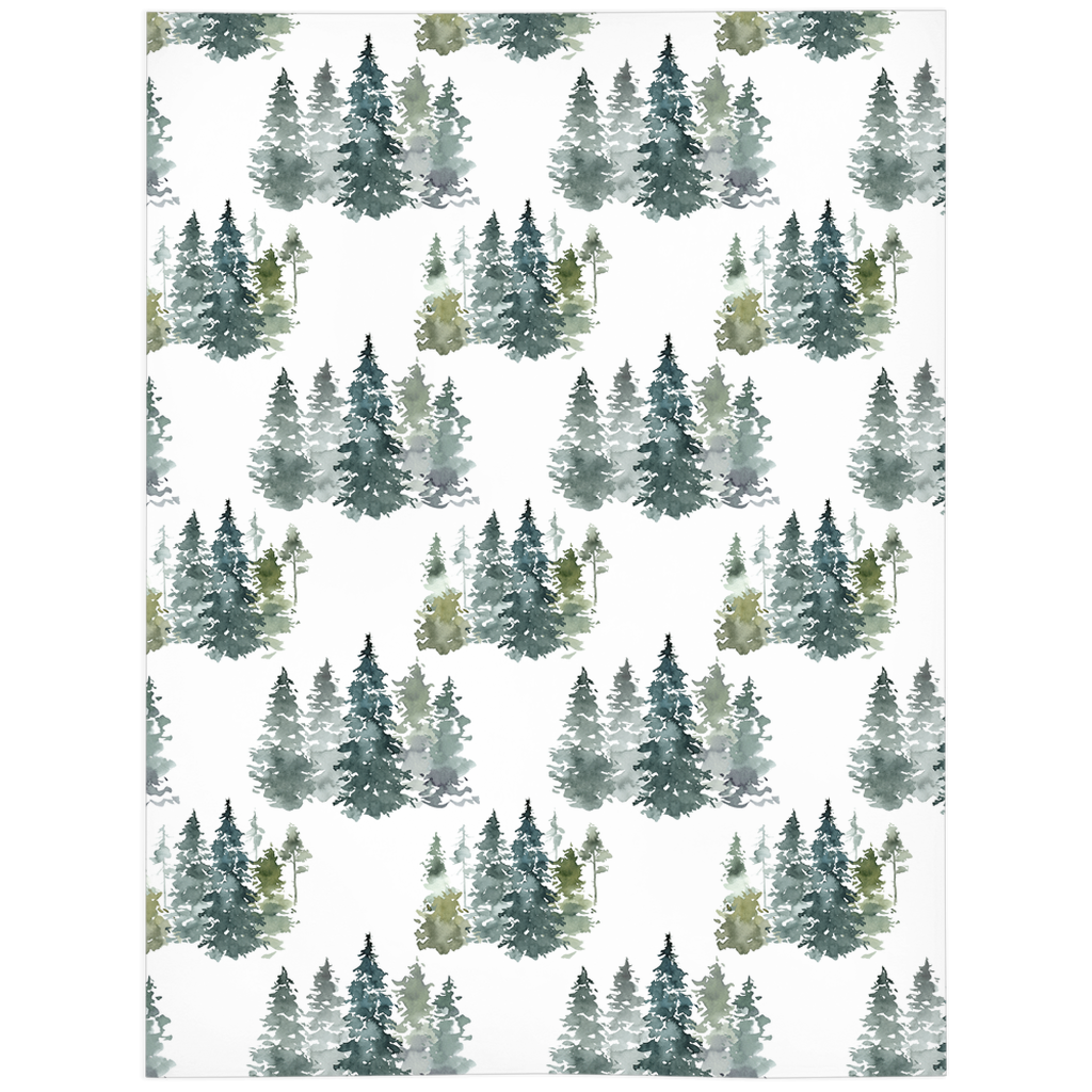 Pine Trees Minky Blanket, Forest Nursery Bedding - Majestic Forest