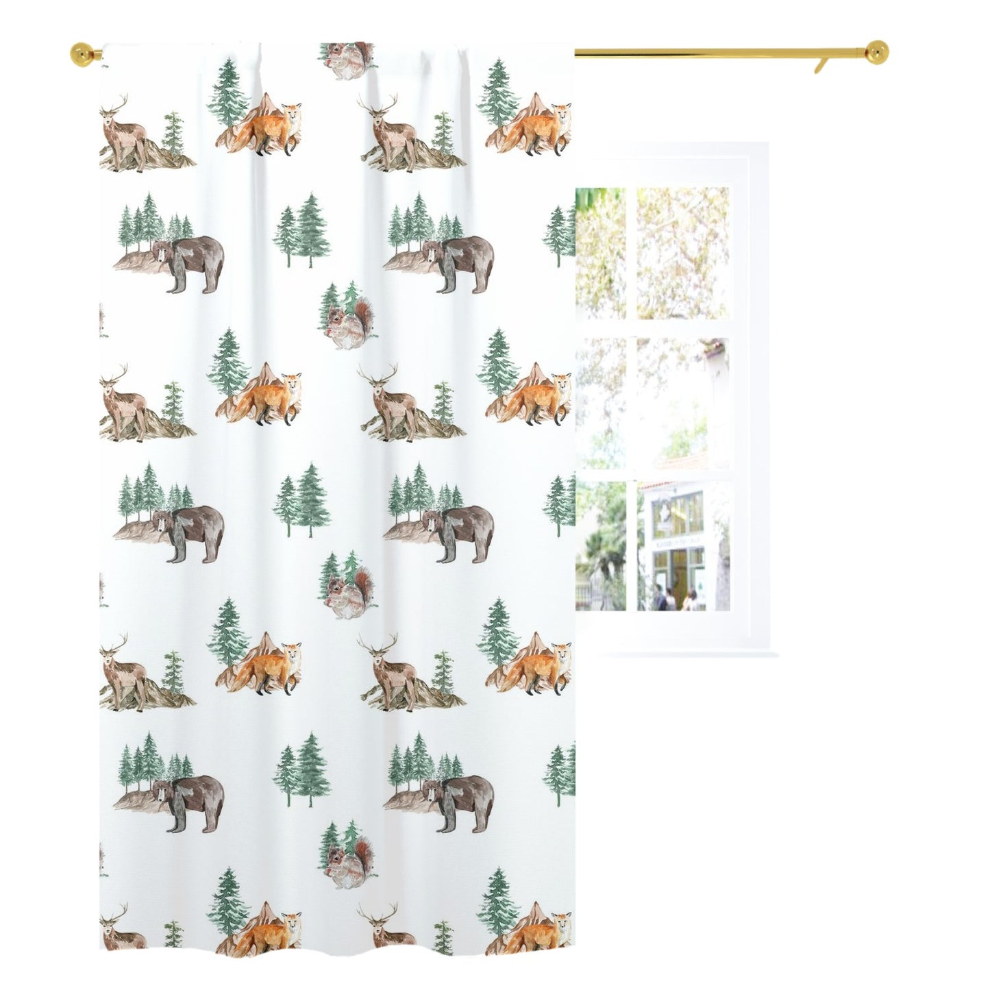 Woodland Curtain Single Panel, Forest Nursery Decor - Little Explorer