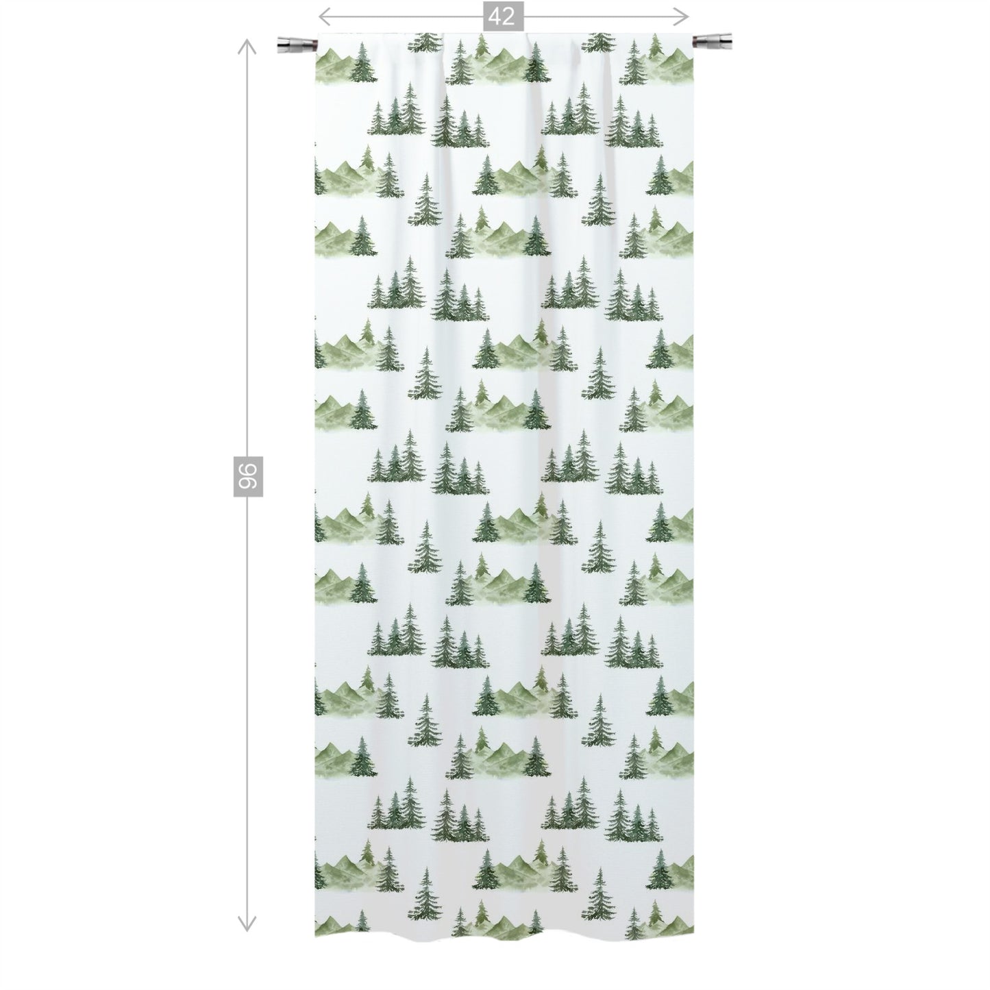 Mountains Curtain Single Panel, Forest Nursery Decor - Enchanted Green