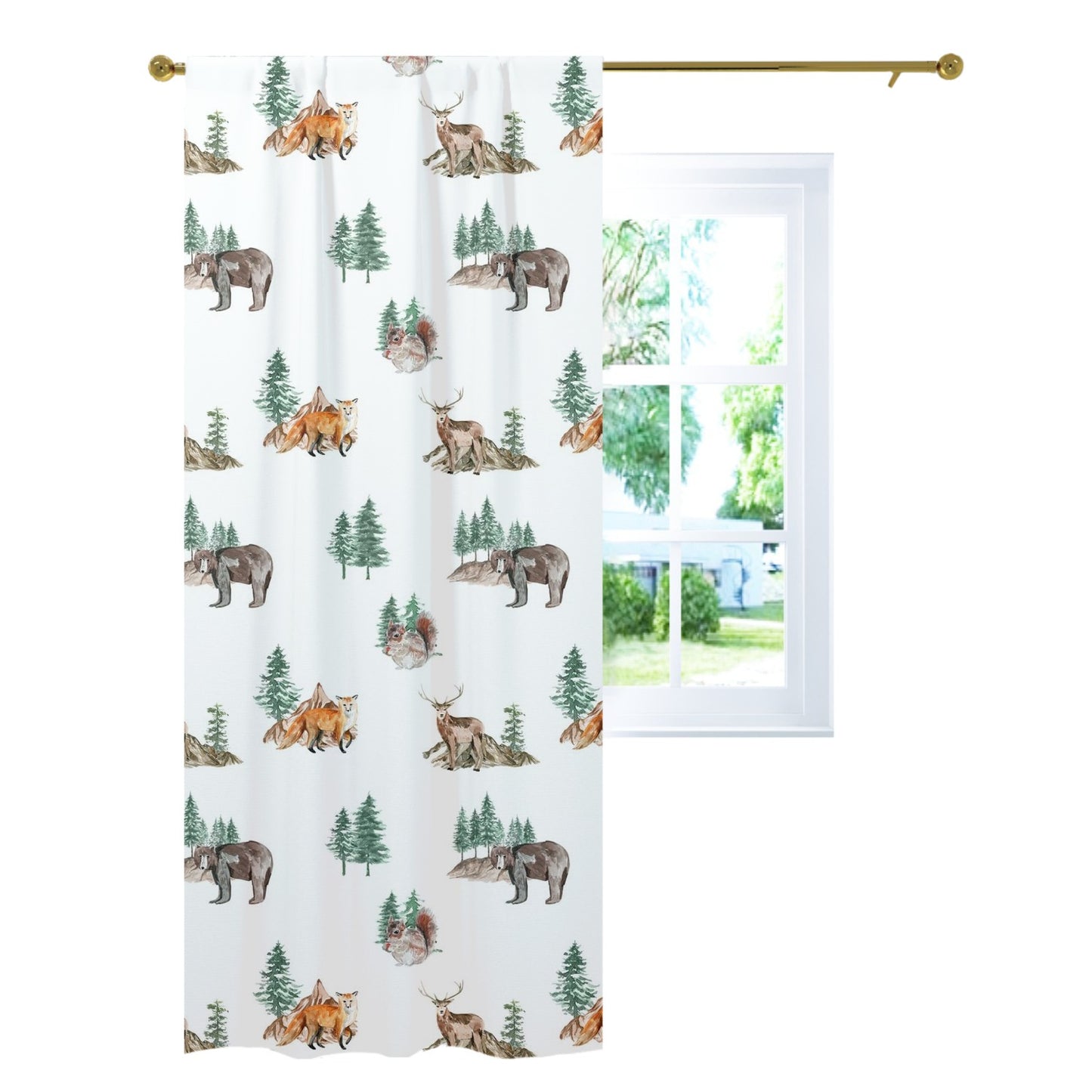 Woodland Curtain Single Panel, Forest Nursery Decor - Little Explorer
