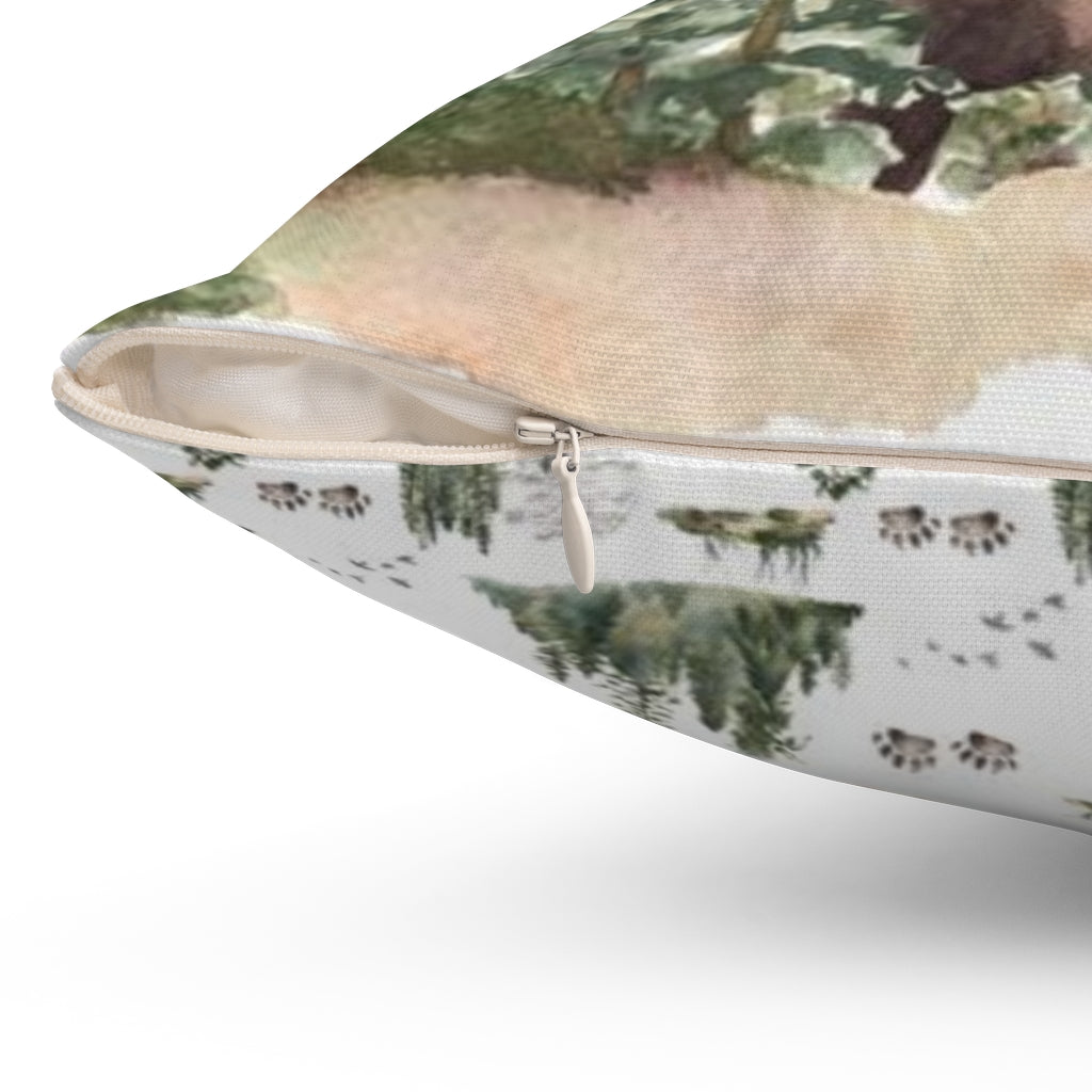 Bear pillow cover Double Side, Woodland Nursery Bedding - Forest Mist
