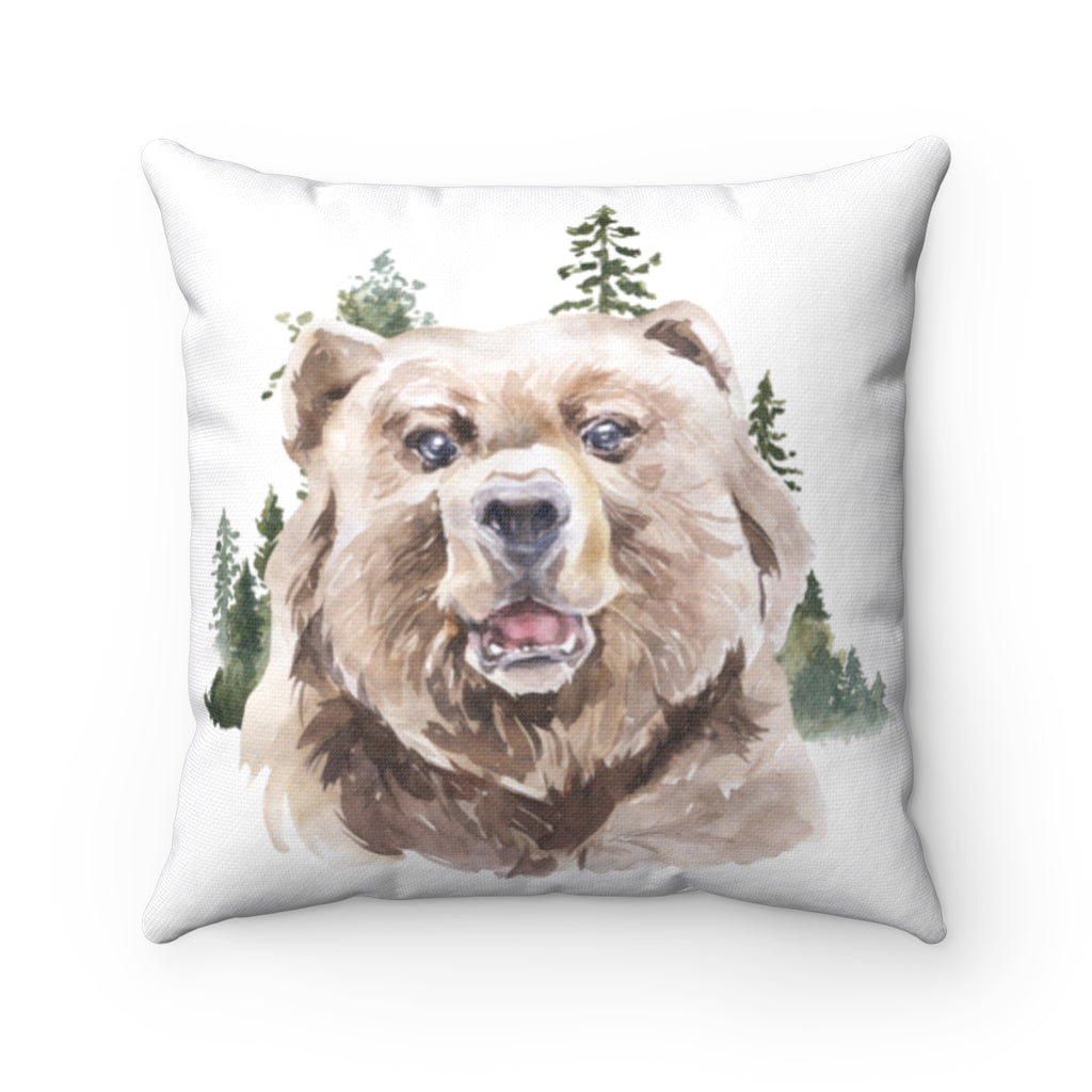 Bear Pillow Cover, Woodland Nursery Decor - Wild Woodland