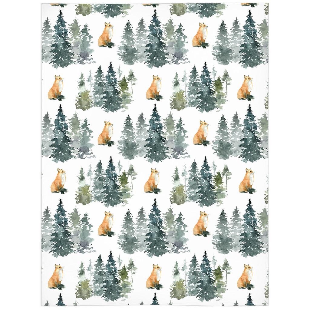 Fox Minky Blanket, Forest Nursery Bedding - Majestic Forest