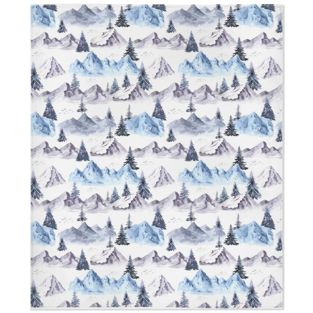 Blue Forest Minky Blanket, Mountain Nursery Bedding - Wild Blue