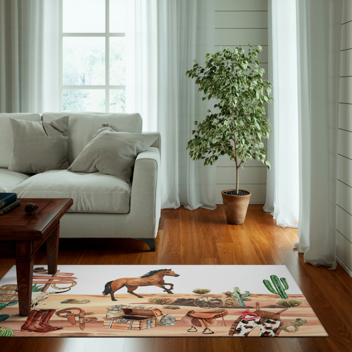 Cowboy rug, Western nursery rug, Anti-slip backing, Cowboy nursery decor - Cowboy Life