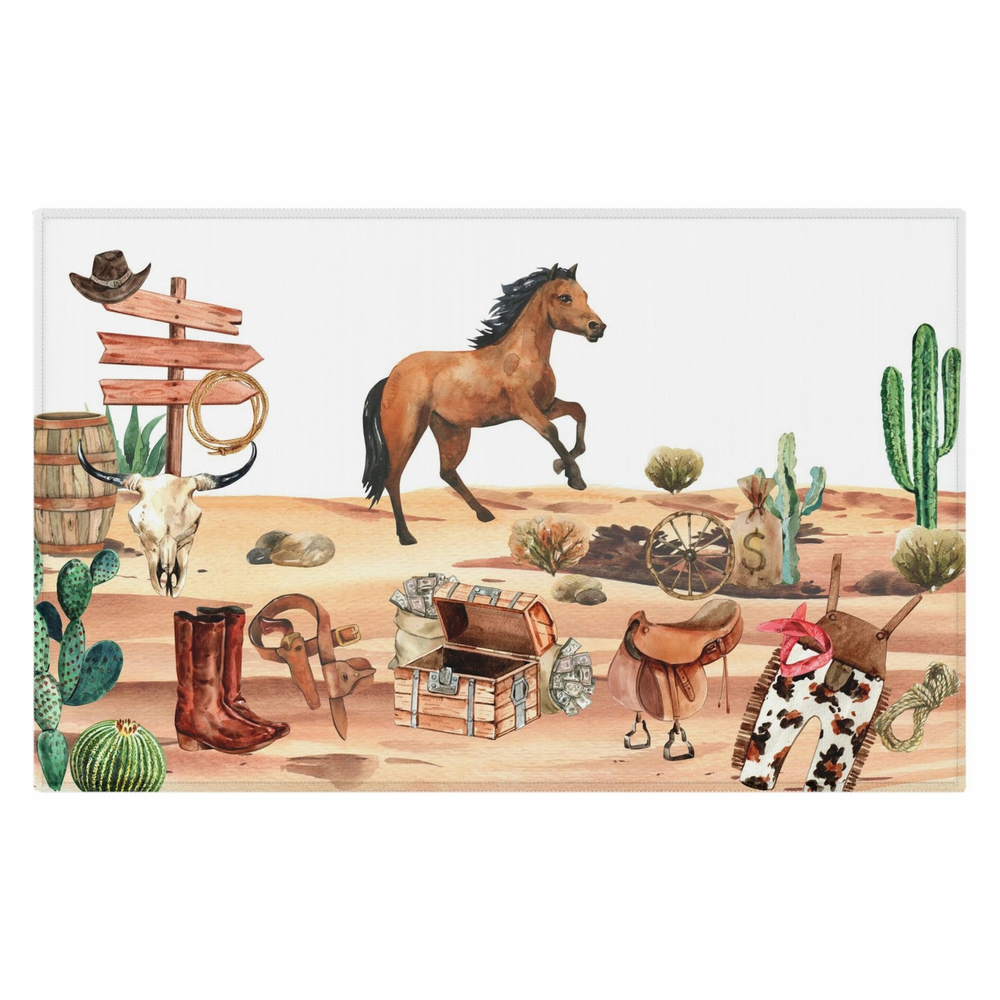 Cowboy rug, Western nursery rug, Anti-slip backing, Cowboy nursery decor - Cowboy Life