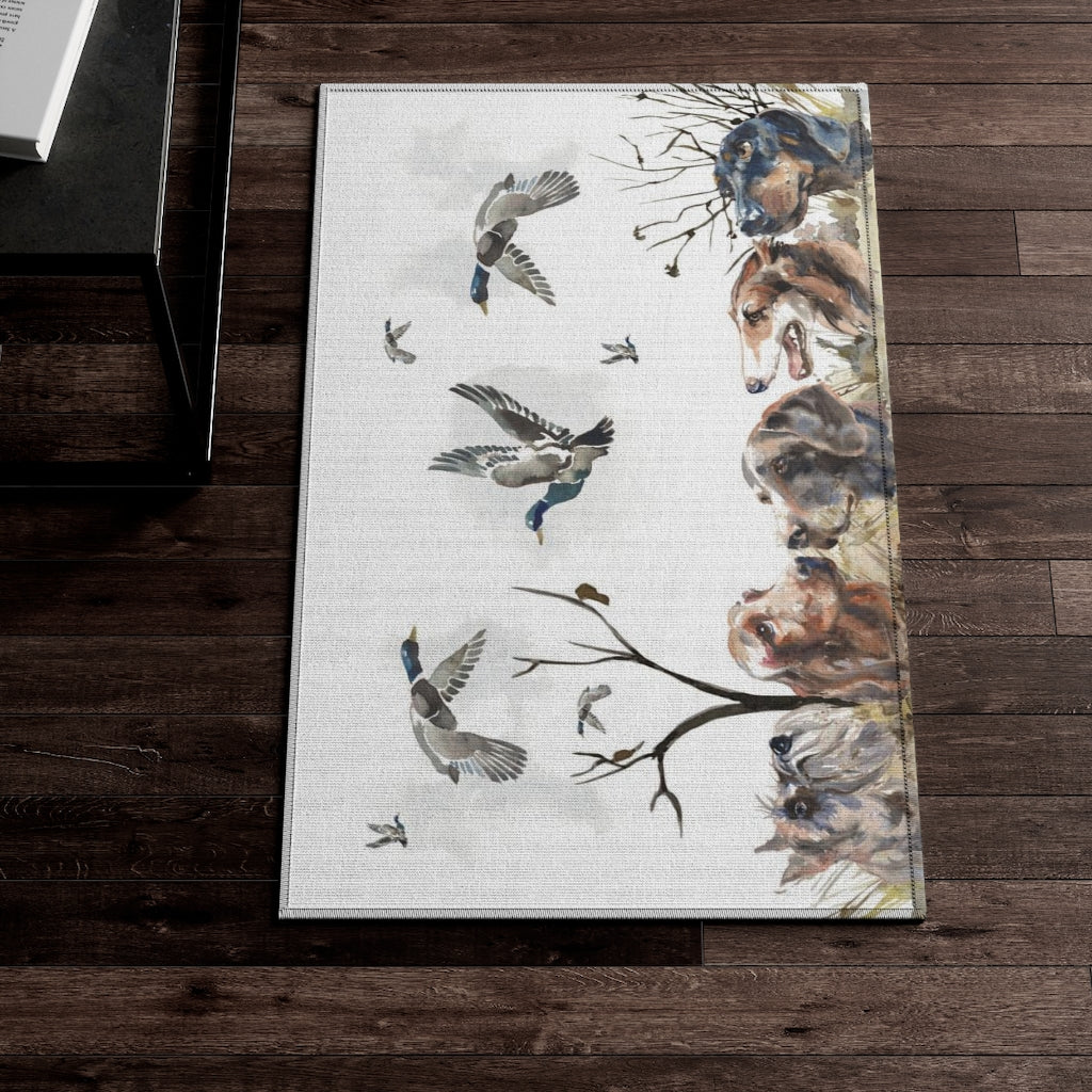 Hunting nursery rug, Anti-Slip backing, Ducks and dogs Hunting rug - Hunter