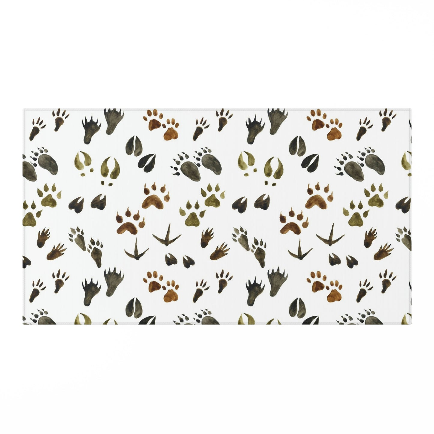 Animal tracks rug, Woodland rug anti-slip backing - Footprints in the forest