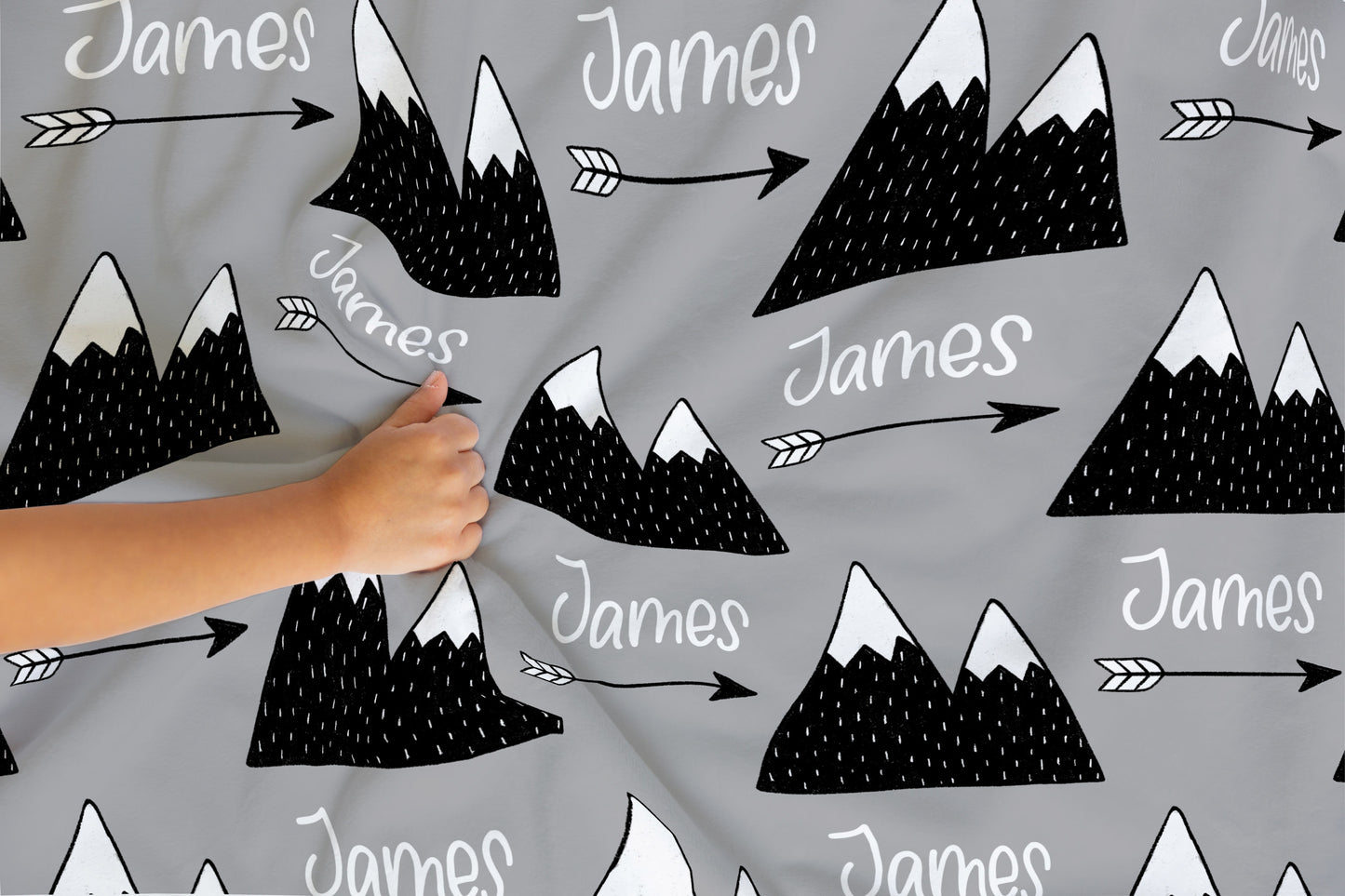 Mountains and Arrows Personalized Minky Blanket, Outdoors Nursery Bedding