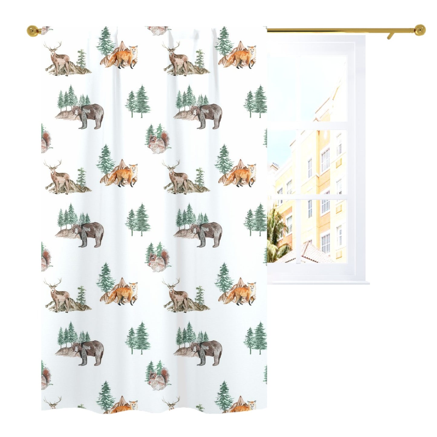 Woodland Curtain Single Panel, Forest Nursery Decor - Little Explorer