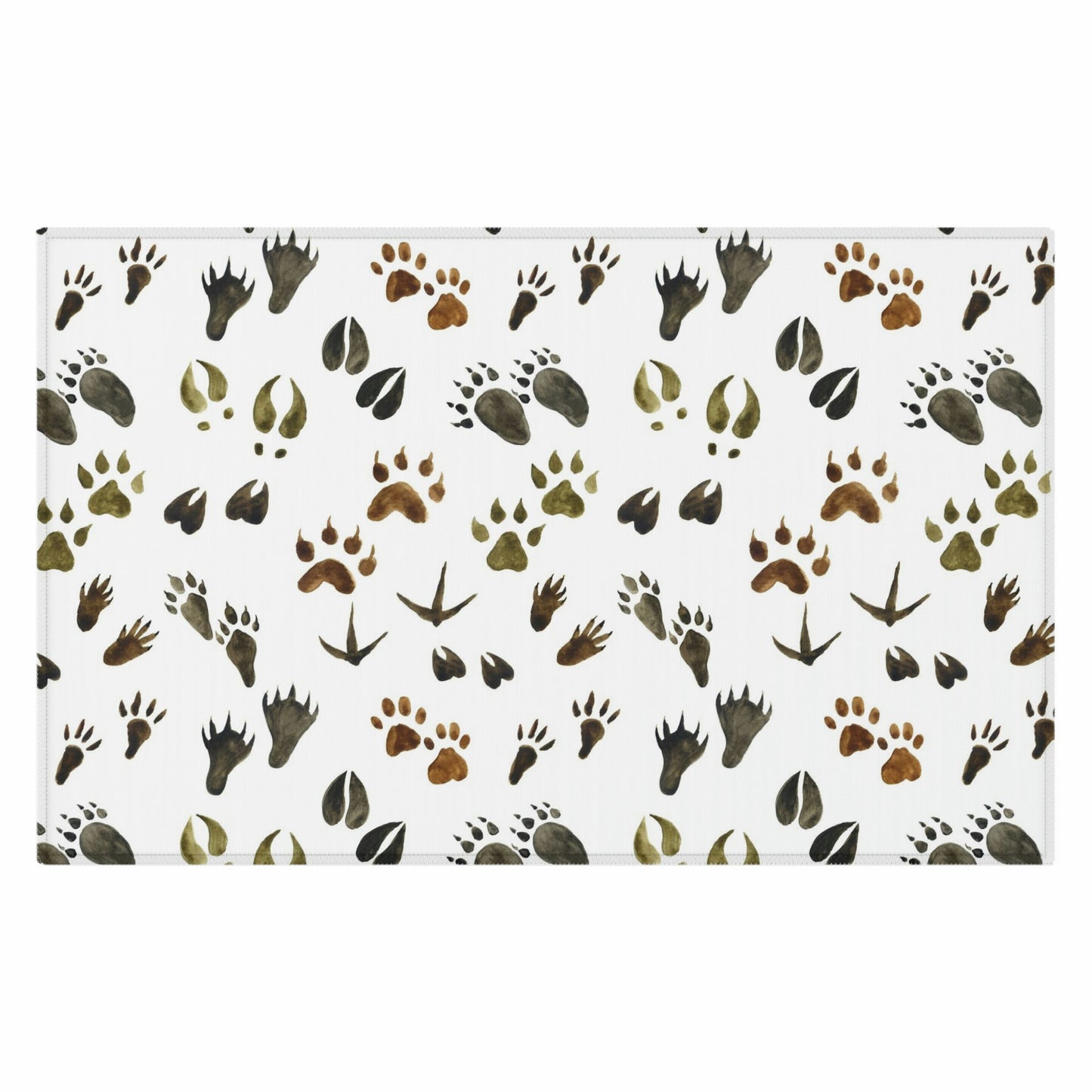 Animal tracks rug, Woodland rug anti-slip backing - Footprints in the forest