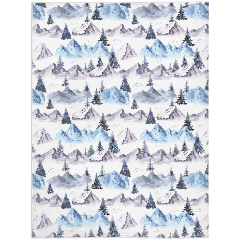 Blue Forest Minky Blanket, Mountain Nursery Bedding - Wild Blue