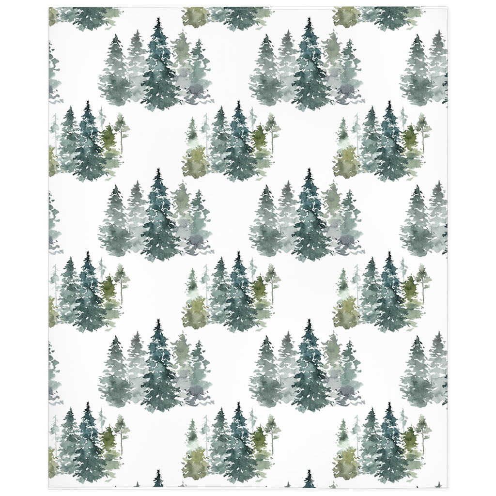 Pine Trees Minky Blanket, Forest Nursery Bedding - Majestic Forest