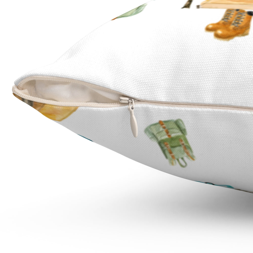 Little Explorer Pillow, Camping Nursery Decor, Double-sided