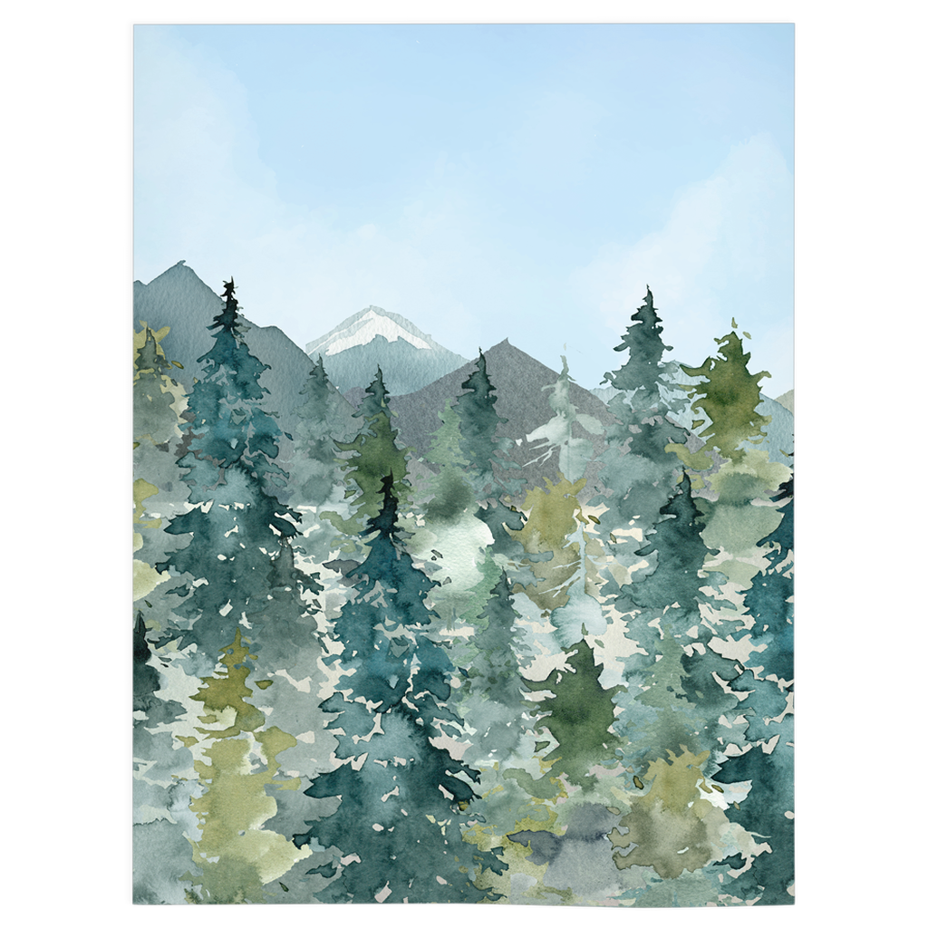 Blue Sky Forest Minky Blanket, Woodland Nursery Bedding - Majestic Forest