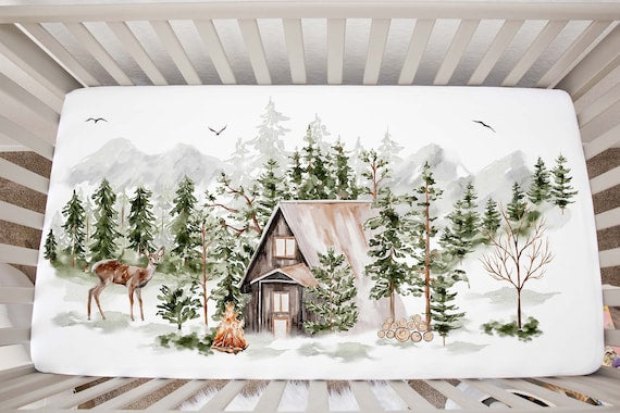 Cabin Crib Sheet Woodland Nursery Bedding Cabin Life