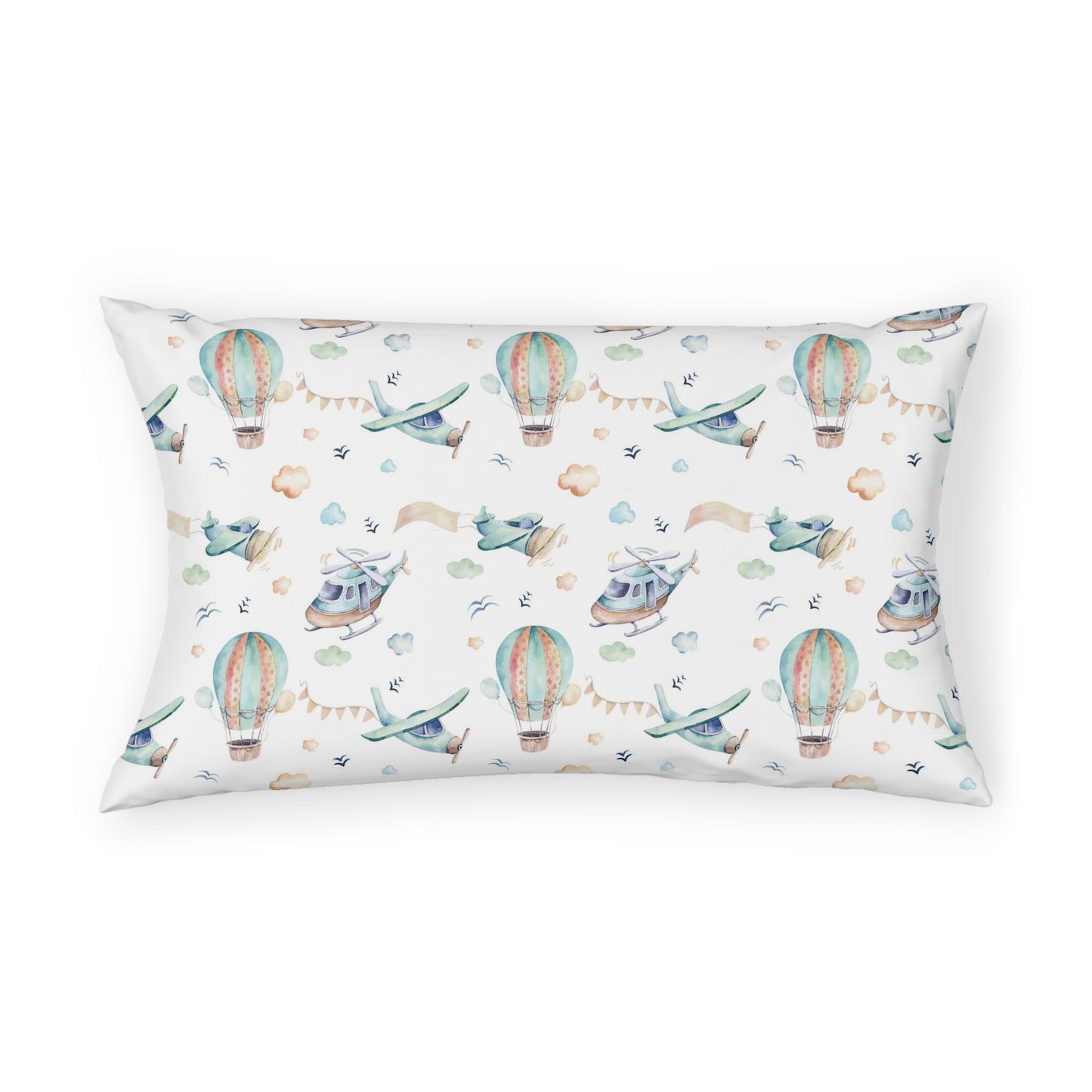 Airplane pillow sham, Helicopter Hat air balloon Toddler or Standard pillowcase - Up in the Sky