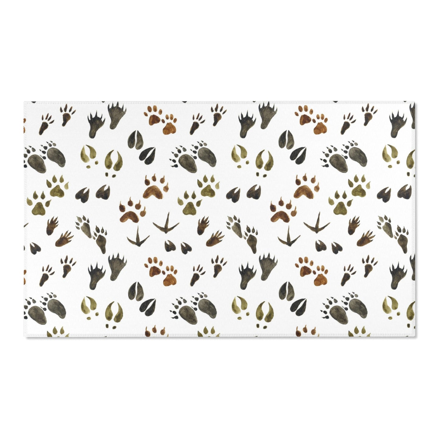 Animal tracks rug, Woodland nursery rug - Footprints in the forest