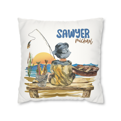 Fishing Personalized Pillow, Gone Fishing Nursery Decor - Sweet Fisherman