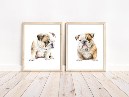 English Bulldog Printable Wall Art, Puppy dogs Nursery Prints Set of 2 - Friends Forever