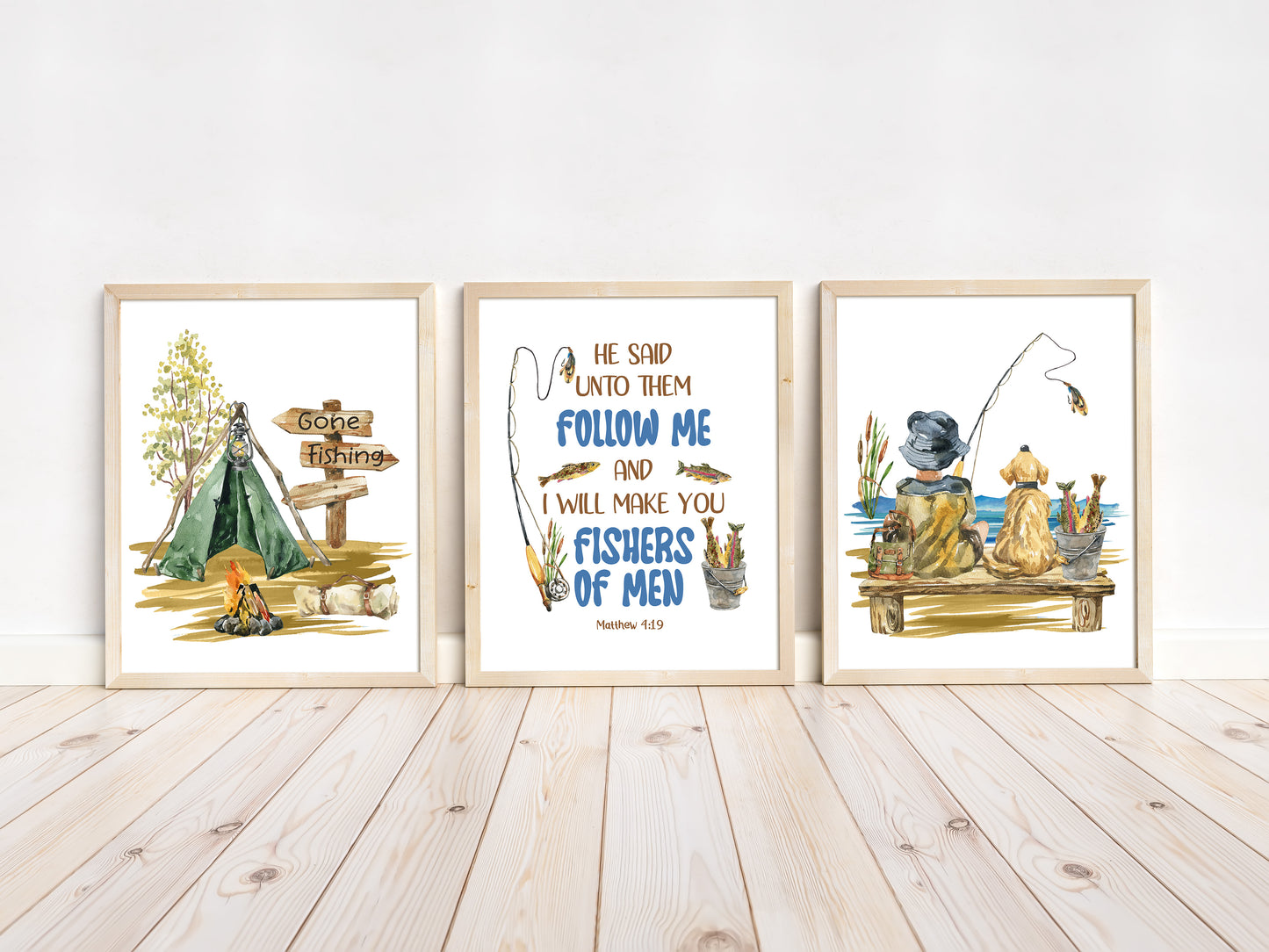 Bible verse Printable Wall Art, Fishing Nursery Prints Set of 6 - Sweet Fisherman