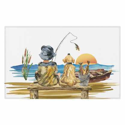 Fishing rug Anti-slip backing, Fishing nursery decor - Sweet Fisherman