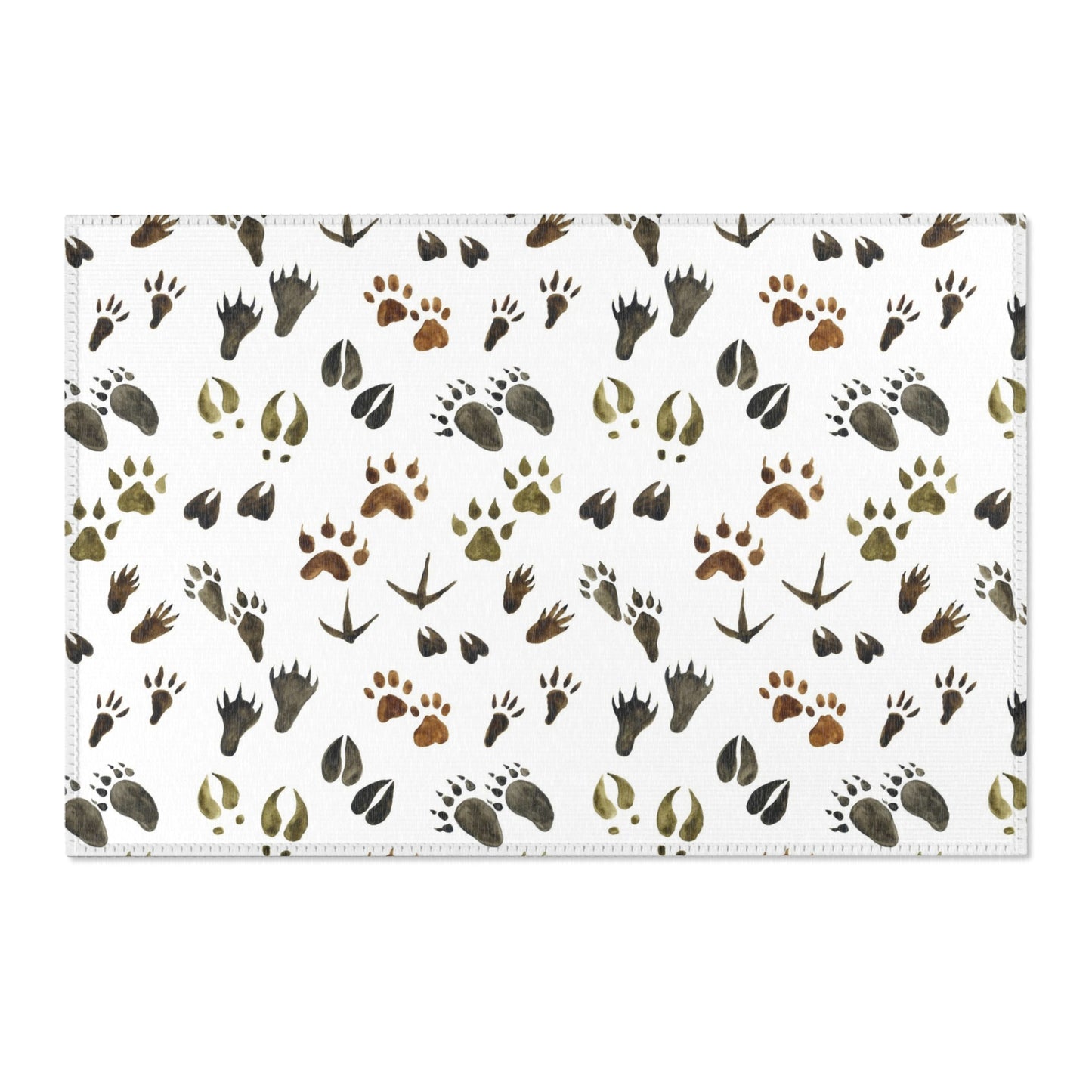 Animal tracks rug, Woodland nursery rug - Footprints in the forest