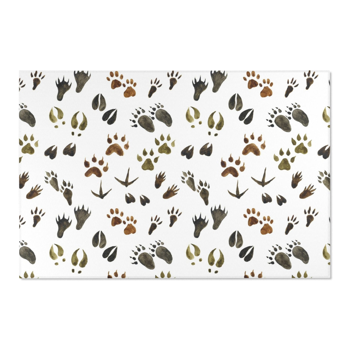 Animal tracks rug, Woodland nursery rug - Footprints in the forest