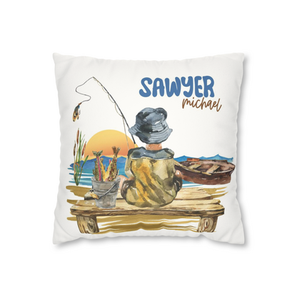 Fishing Personalized Pillow, Gone Fishing Nursery Decor - Sweet Fisherman
