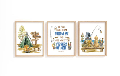 Bible verse Printable Wall Art, Fishing Nursery Prints Set of 6 - Sweet Fisherman