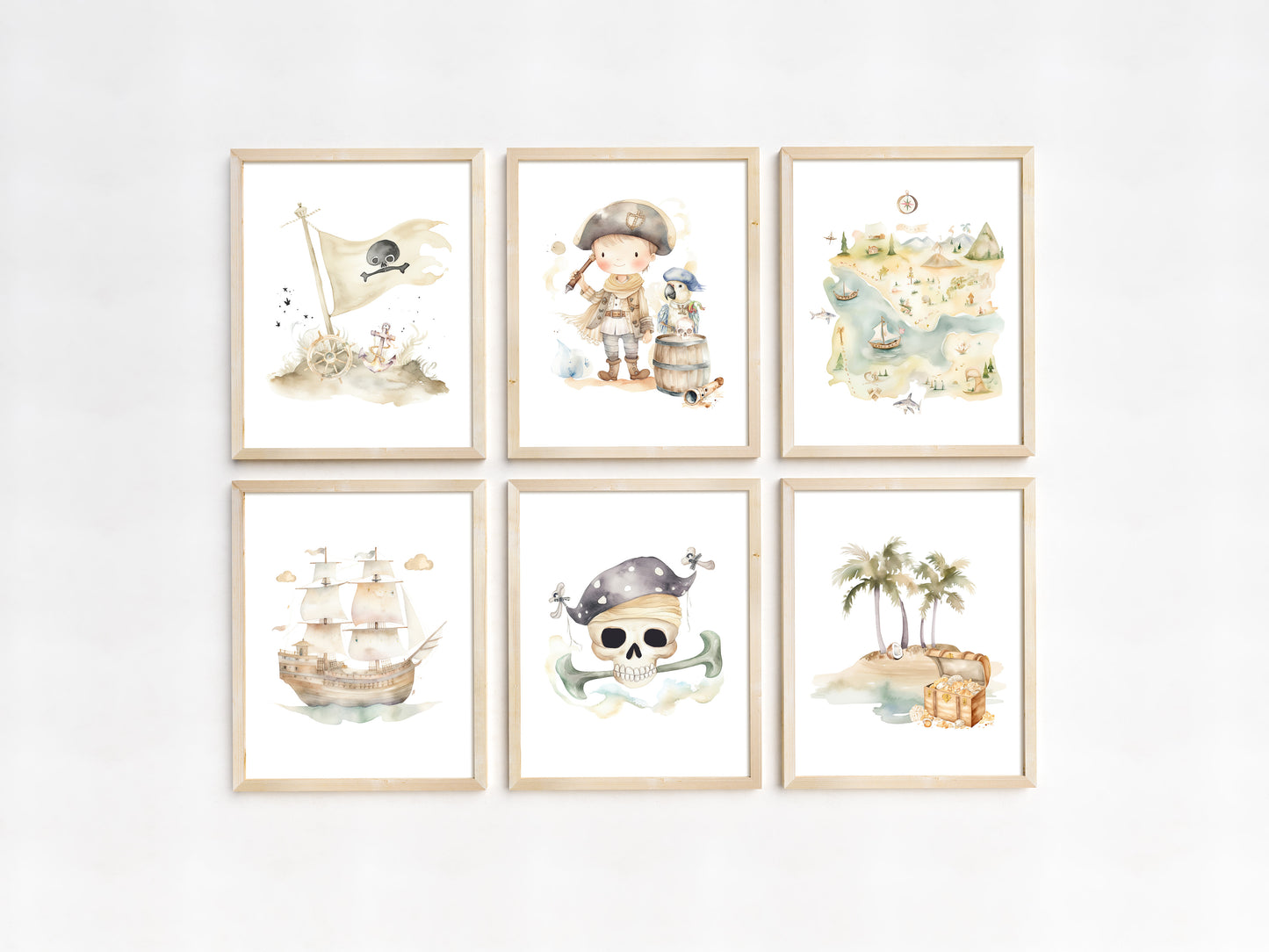 Pirate Printable Wall Art, Pirates Nursery Prints Set of 6 - Pirate Adventures