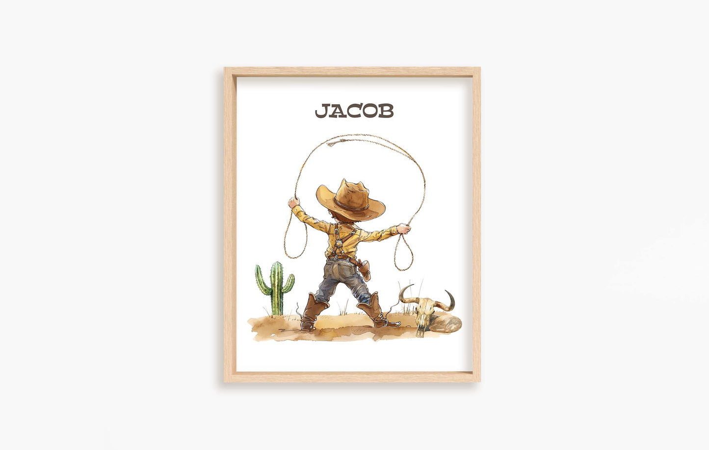 Personalized Cowboy Wall Art, Western Nursery Print Unframed