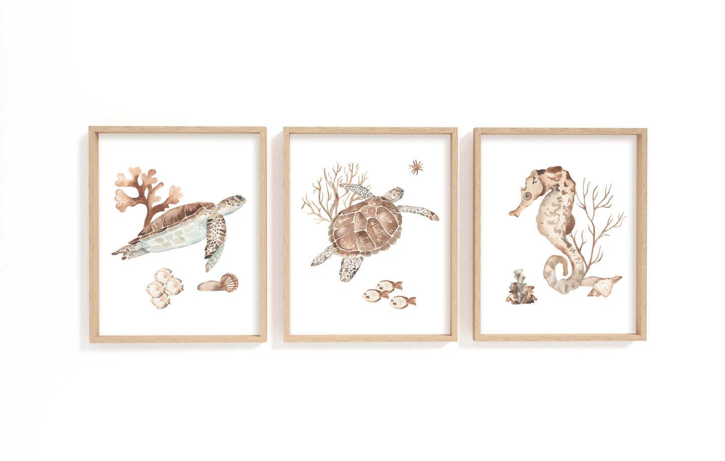 Turtle Wall Art, Under the sea Nursery Prints, Set of 3 DIGITAL DOWNLOAD - Deep Ocean