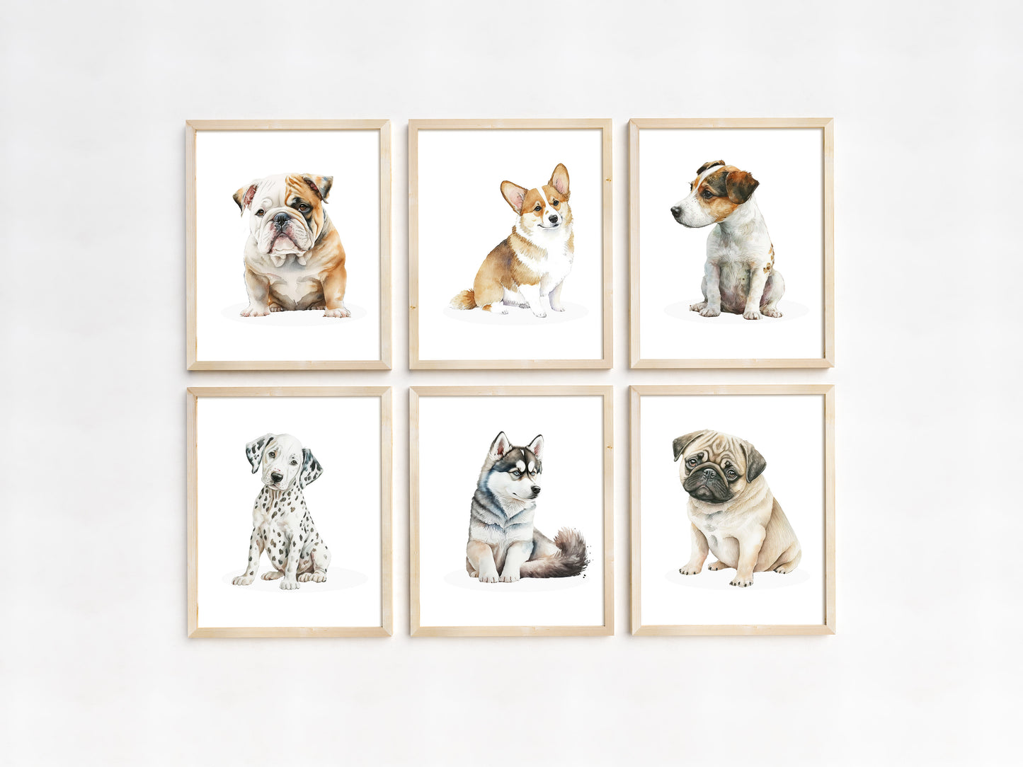 Dogs Printable Wall Art, Dogs theme Nursery Prints Set of 6 - Friends Forever