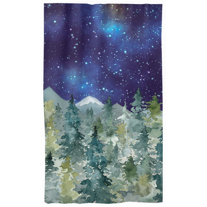 Night forest curtain, Pine tree curtains - Majestic Forest