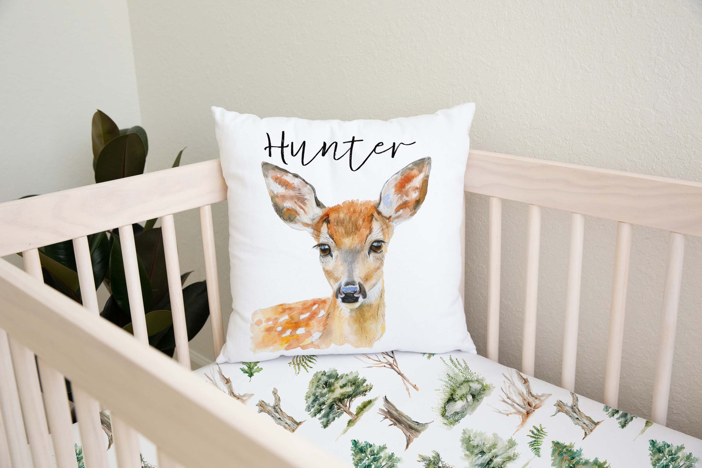 Deer Personalized Pillow cover, Woodland Nursery Decor